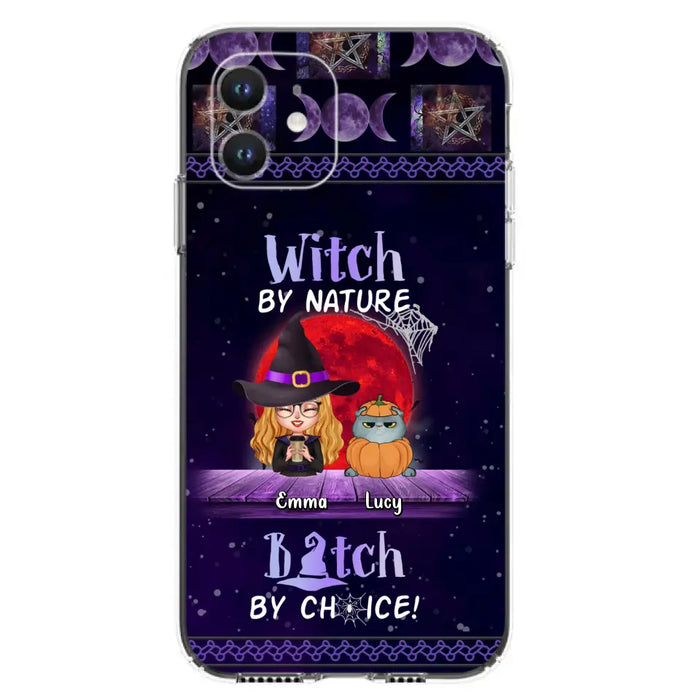 Custom Personalized Witch Phone Case - Upto 6 Cats/Dogs - Halloween Gift Idea For Cat/Dog Lovers/Friends - Case for iPhone/Samsung