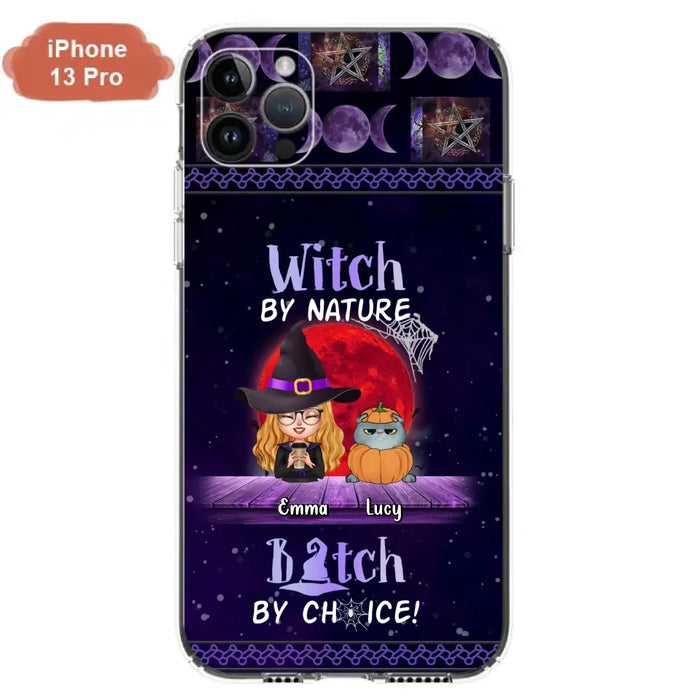 Custom Personalized Witch Phone Case - Upto 6 Cats/Dogs - Halloween Gift Idea For Cat/Dog Lovers/Friends - Case for iPhone/Samsung