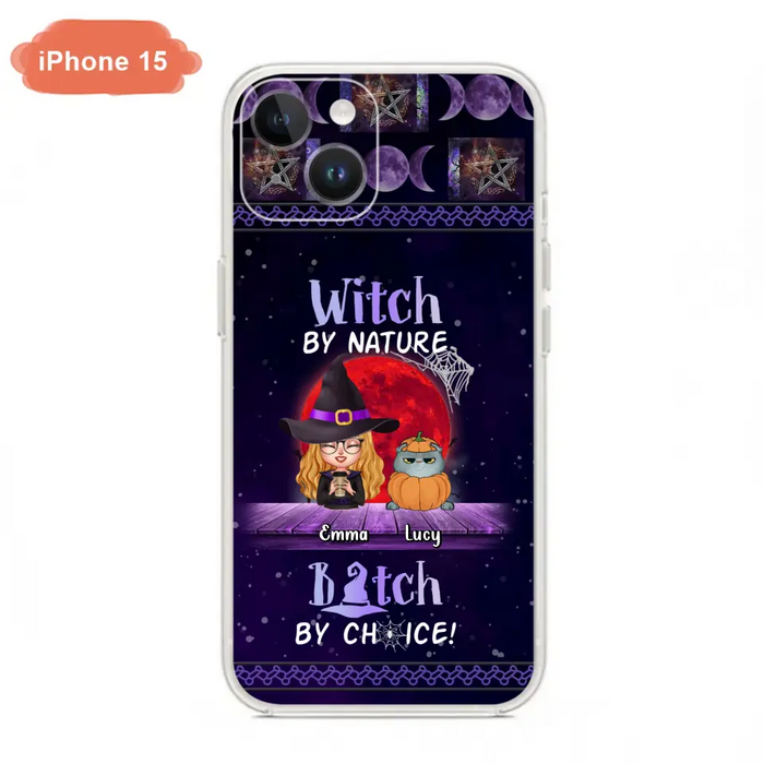 Custom Personalized Witch Phone Case - Upto 6 Cats/Dogs - Halloween Gift Idea For Cat/Dog Lovers/Friends - Case for iPhone/Samsung