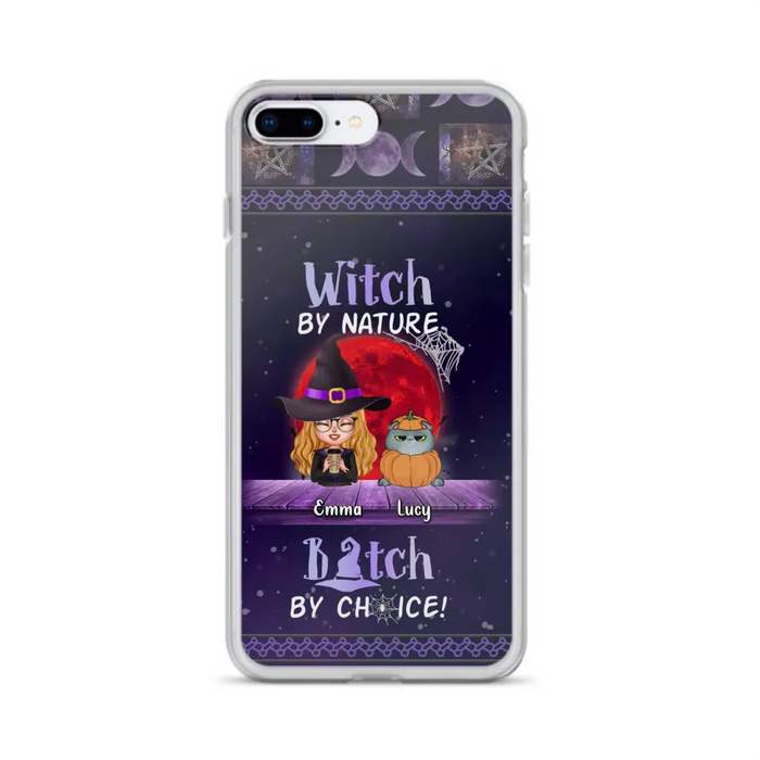 Custom Personalized Witch Phone Case - Upto 6 Cats/Dogs - Halloween Gift Idea For Cat/Dog Lovers/Friends - Case for iPhone/Samsung