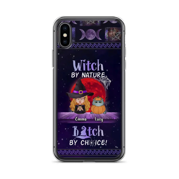 Custom Personalized Witch Phone Case - Upto 6 Cats/Dogs - Halloween Gift Idea For Cat/Dog Lovers/Friends - Case for iPhone/Samsung