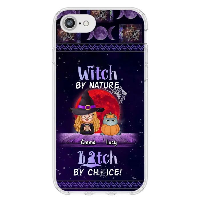 Custom Personalized Witch Phone Case - Upto 6 Cats/Dogs - Halloween Gift Idea For Cat/Dog Lovers/Friends - Case for iPhone/Samsung