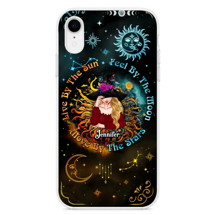 Custom Personalized Witch Phone Case - Gift Idea For Halloween/Witch Lovers - Live By The Sun Feel By The Moon Move By The Stars - Case For iPhone &  Samsung