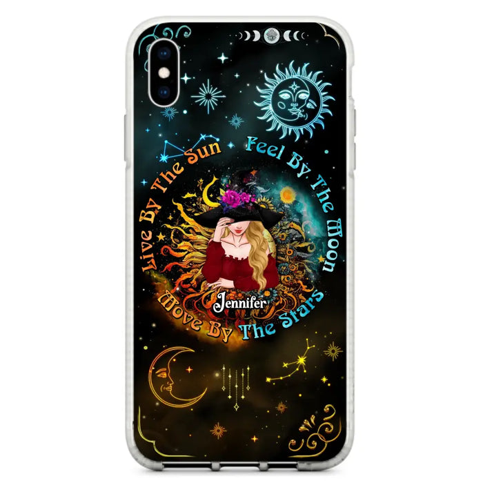 Custom Personalized Witch Phone Case - Gift Idea For Halloween/Witch Lovers - Live By The Sun Feel By The Moon Move By The Stars - Case For iPhone &  Samsung