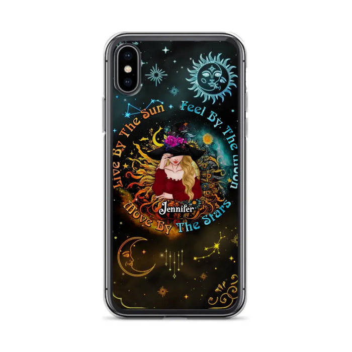 Custom Personalized Witch Phone Case - Gift Idea For Halloween/Witch Lovers - Live By The Sun Feel By The Moon Move By The Stars - Case For iPhone &  Samsung