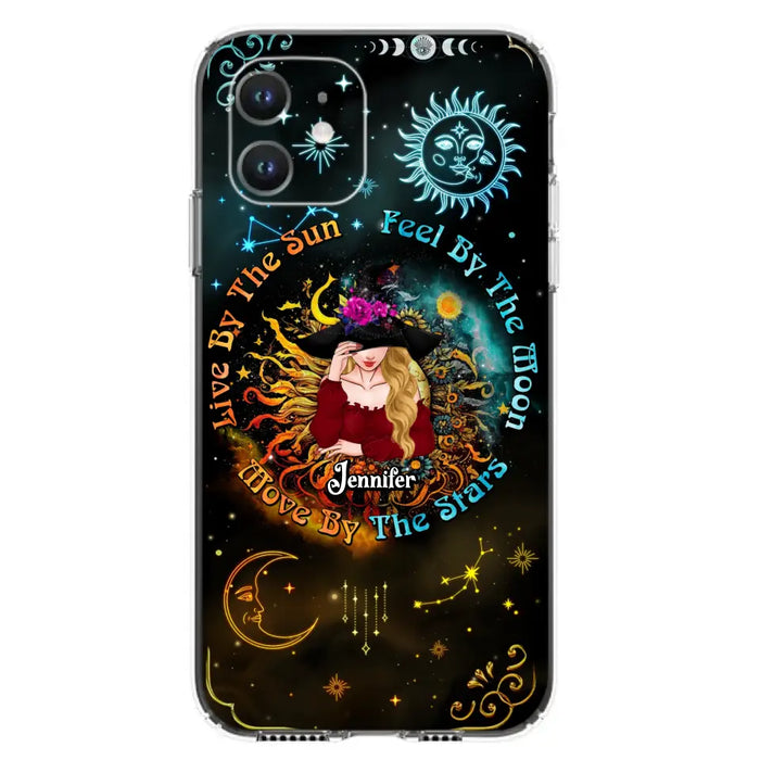 Custom Personalized Witch Phone Case - Gift Idea For Halloween/Witch Lovers - Live By The Sun Feel By The Moon Move By The Stars - Case For iPhone &  Samsung