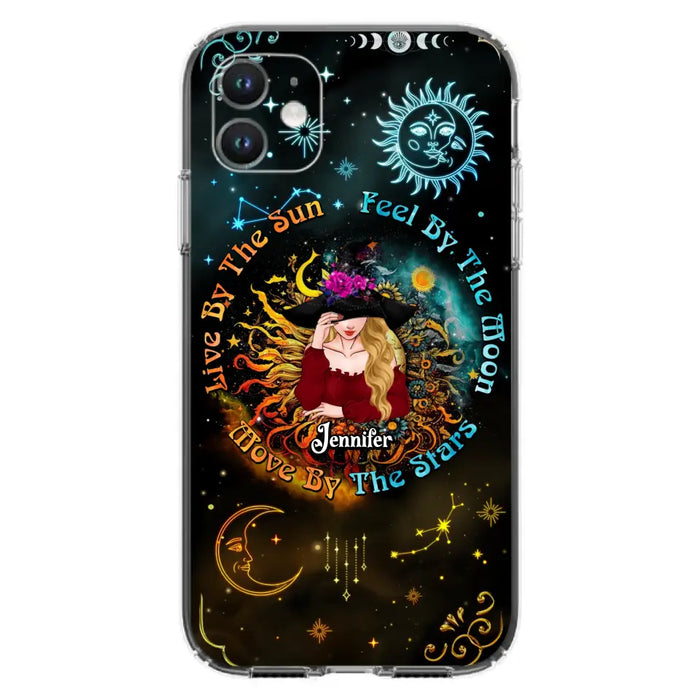 Custom Personalized Witch Phone Case - Gift Idea For Halloween/Witch Lovers - Live By The Sun Feel By The Moon Move By The Stars - Case For iPhone &  Samsung