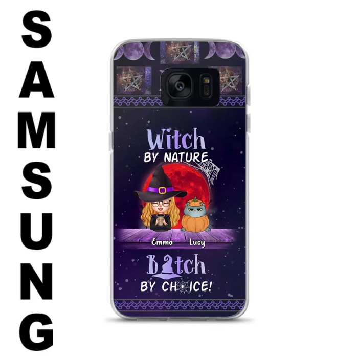 Custom Personalized Witch Phone Case - Upto 6 Cats/Dogs - Halloween Gift Idea For Cat/Dog Lovers/Friends - Case for iPhone/Samsung