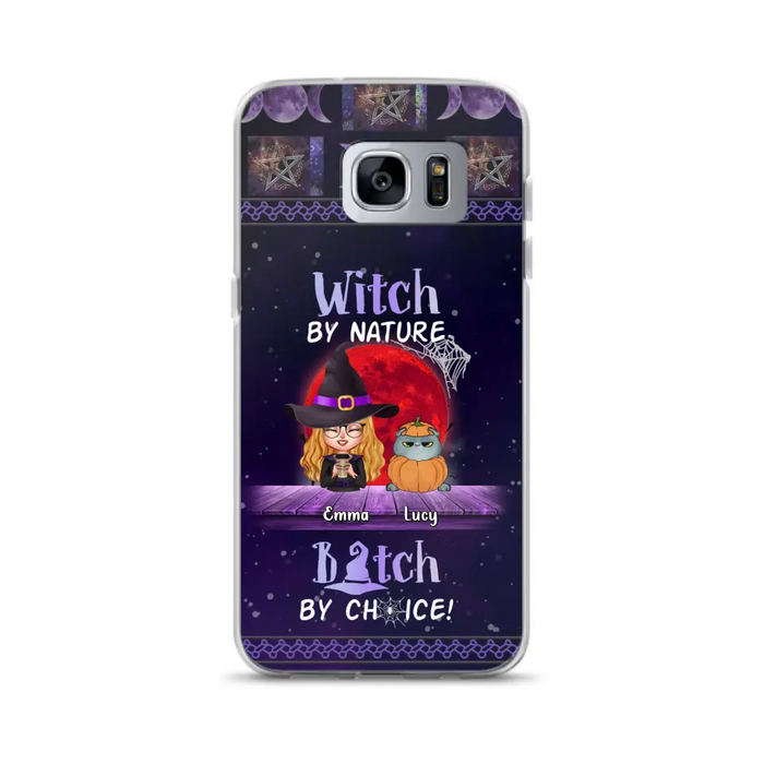 Custom Personalized Witch Phone Case - Upto 6 Cats/Dogs - Halloween Gift Idea For Cat/Dog Lovers/Friends - Case for iPhone/Samsung