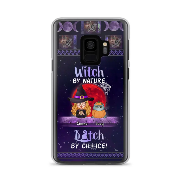 Custom Personalized Witch Phone Case - Upto 6 Cats/Dogs - Halloween Gift Idea For Cat/Dog Lovers/Friends - Case for iPhone/Samsung