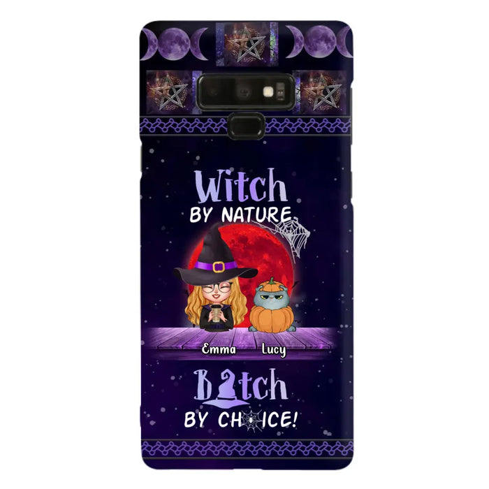 Custom Personalized Witch Phone Case - Upto 6 Cats/Dogs - Halloween Gift Idea For Cat/Dog Lovers/Friends - Case for iPhone/Samsung