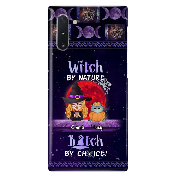 Custom Personalized Witch Phone Case - Upto 6 Cats/Dogs - Halloween Gift Idea For Cat/Dog Lovers/Friends - Case for iPhone/Samsung