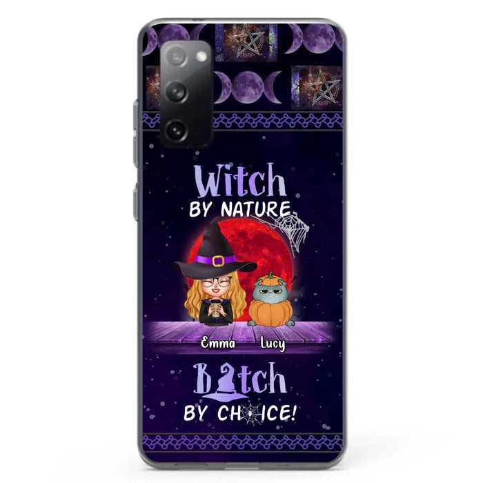 Custom Personalized Witch Phone Case - Upto 6 Cats/Dogs - Halloween Gift Idea For Cat/Dog Lovers/Friends - Case for iPhone/Samsung