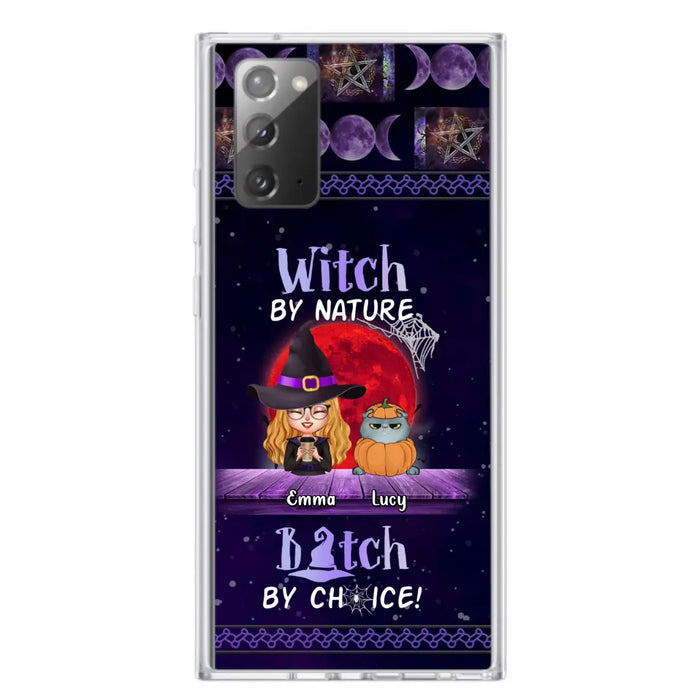 Custom Personalized Witch Phone Case - Upto 6 Cats/Dogs - Halloween Gift Idea For Cat/Dog Lovers/Friends - Case for iPhone/Samsung