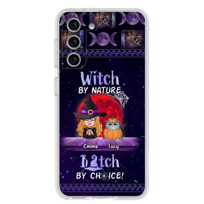 Custom Personalized Witch Phone Case - Upto 6 Cats/Dogs - Halloween Gift Idea For Cat/Dog Lovers/Friends - Case for iPhone/Samsung