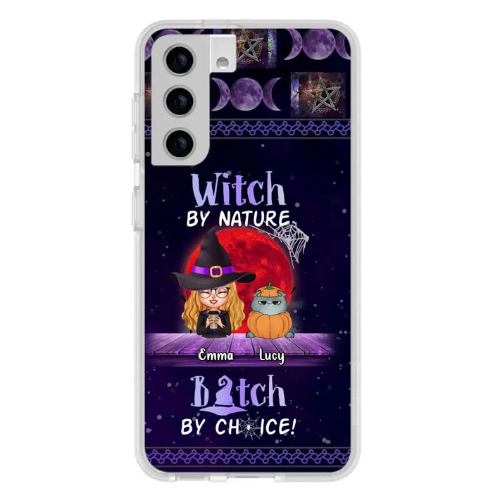 Custom Personalized Witch Phone Case - Upto 6 Cats/Dogs - Halloween Gift Idea For Cat/Dog Lovers/Friends - Case for iPhone/Samsung