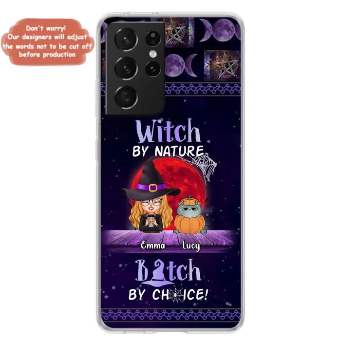 Custom Personalized Witch Phone Case - Upto 6 Cats/Dogs - Halloween Gift Idea For Cat/Dog Lovers/Friends - Case for iPhone/Samsung