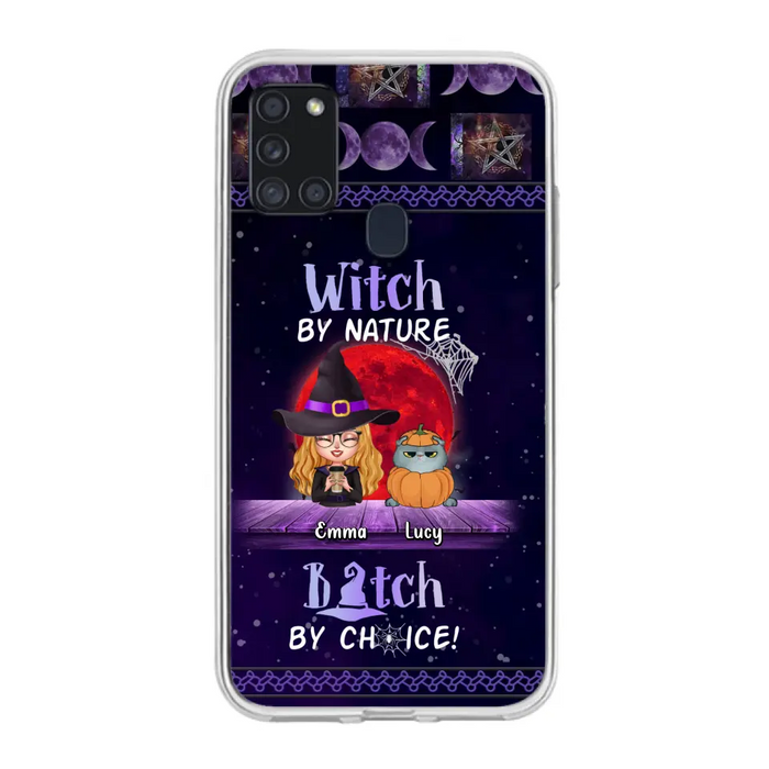 Custom Personalized Witch Phone Case - Upto 6 Cats/Dogs - Halloween Gift Idea For Cat/Dog Lovers/Friends - Case for iPhone/Samsung