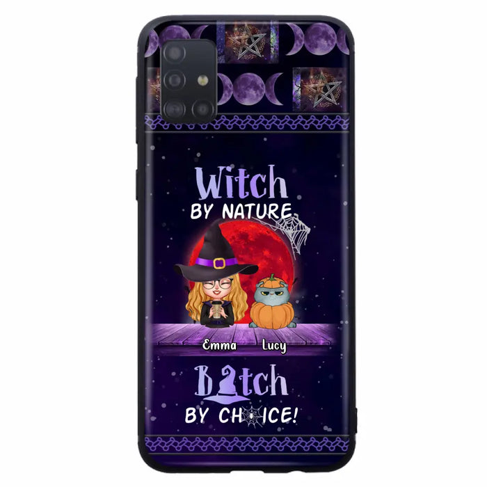 Custom Personalized Witch Phone Case - Upto 6 Cats/Dogs - Halloween Gift Idea For Cat/Dog Lovers/Friends - Case for iPhone/Samsung