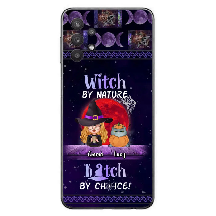 Custom Personalized Witch Phone Case - Upto 6 Cats/Dogs - Halloween Gift Idea For Cat/Dog Lovers/Friends - Case for iPhone/Samsung