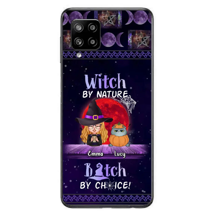 Custom Personalized Witch Phone Case - Upto 6 Cats/Dogs - Halloween Gift Idea For Cat/Dog Lovers/Friends - Case for iPhone/Samsung