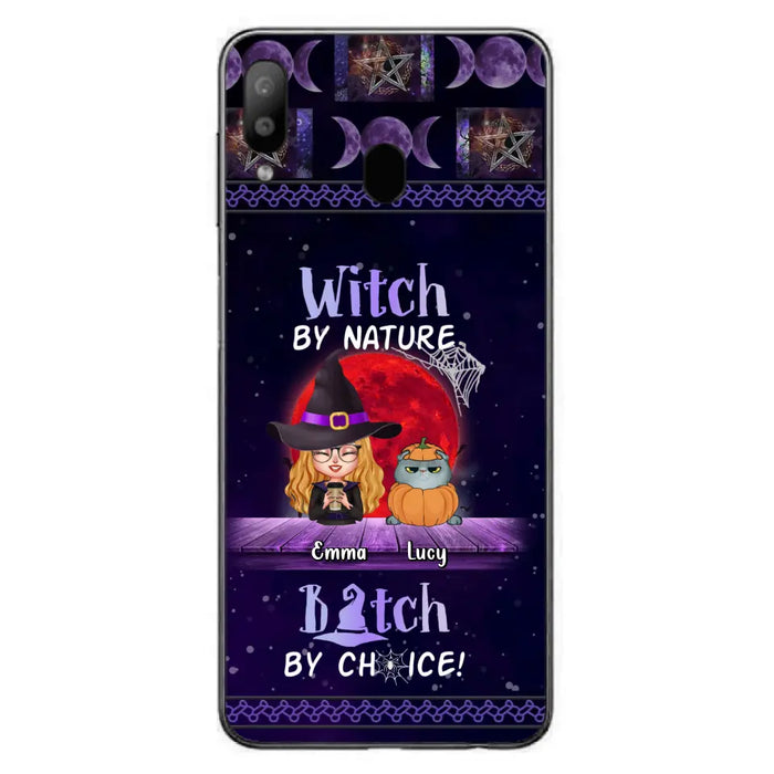 Custom Personalized Witch Phone Case - Upto 6 Cats/Dogs - Halloween Gift Idea For Cat/Dog Lovers/Friends - Case for iPhone/Samsung