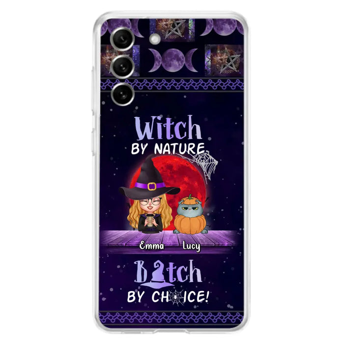 Custom Personalized Witch Phone Case - Upto 6 Cats/Dogs - Halloween Gift Idea For Cat/Dog Lovers/Friends - Case for iPhone/Samsung