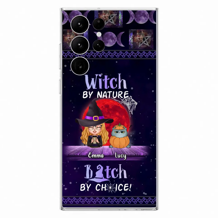 Custom Personalized Witch Phone Case - Upto 6 Cats/Dogs - Halloween Gift Idea For Cat/Dog Lovers/Friends - Case for iPhone/Samsung