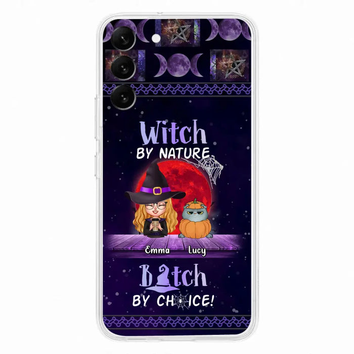 Custom Personalized Witch Phone Case - Upto 6 Cats/Dogs - Halloween Gift Idea For Cat/Dog Lovers/Friends - Case for iPhone/Samsung