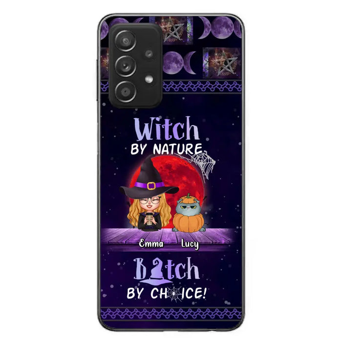 Custom Personalized Witch Phone Case - Upto 6 Cats/Dogs - Halloween Gift Idea For Cat/Dog Lovers/Friends - Case for iPhone/Samsung