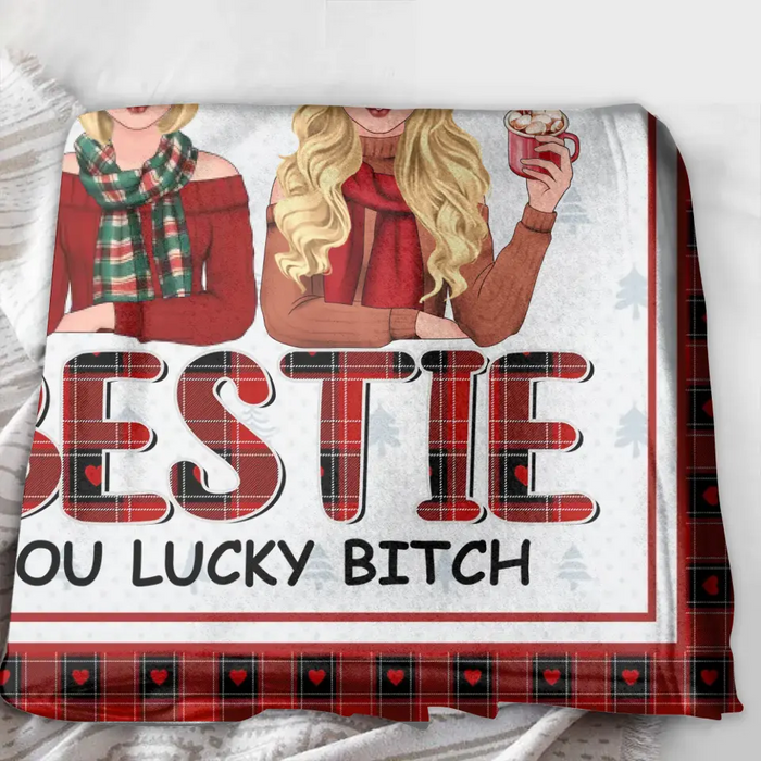 Custom Personalized Besties Pillow Cover/ Fleece Throw Blanket/Quilt Blanket - Christmas Gift Idea For Friends/Besties - Congrats On Being My Bestie