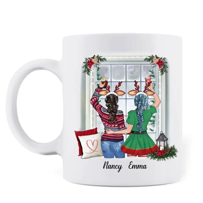 Custom Personalized Sister Coffee Mug - Christmas Gift Idea for Sisters/Friends/Besties - Sisters Forever Never Apart Maybe In Distance But Never At Heart