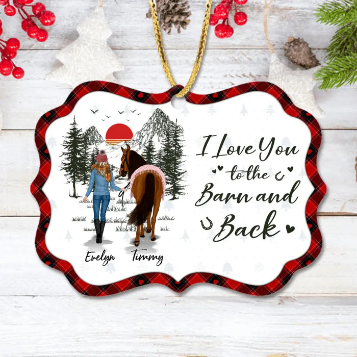 Custom Personalized Horse Girl Wooden Ornament - Upto 6 Horses - Christmas Gift Idea for Horse Lovers - I Love You To The Barn And Back