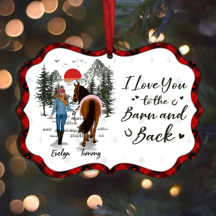 Custom Personalized Horse Girl Wooden Ornament - Upto 6 Horses - Christmas Gift Idea for Horse Lovers - I Love You To The Barn And Back