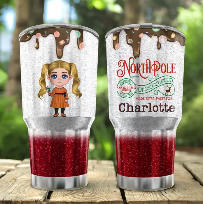 Custom Personalized North Pole Chocolate Co. Irregular Tumbler - Gift For Christmas