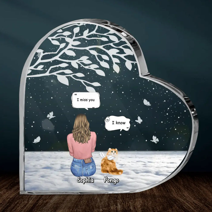 Custom Personalized Memorial Pet Crystal Heart- Up to 3 Pets - Memorial Gift Idea For Dog/Cat/Rabbits Owners - I Miss You