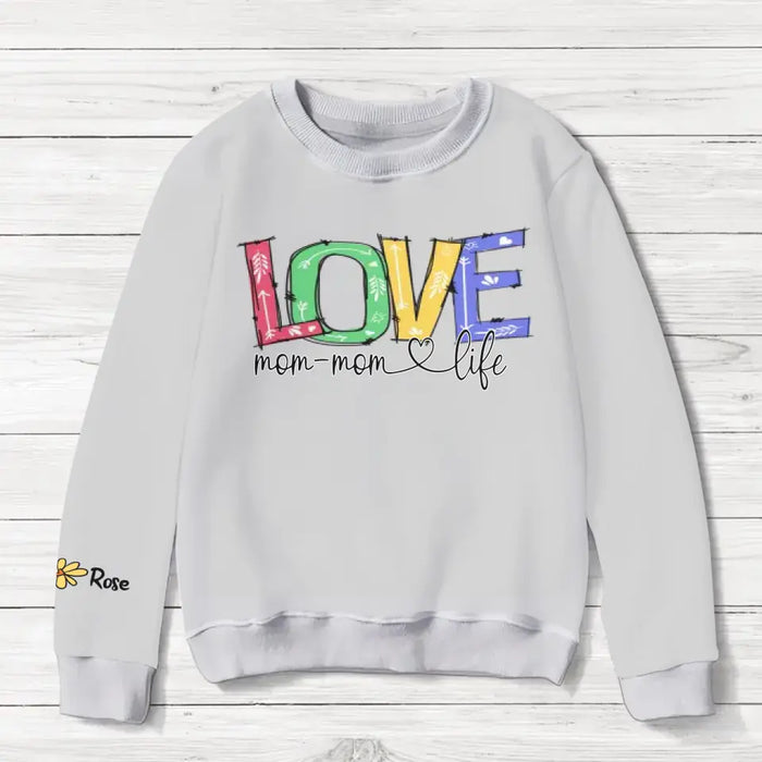 Personalized Love Grandma Life All-Over Print Sweater - Up to 10 Children - Christmas Gift Idea for Grandma