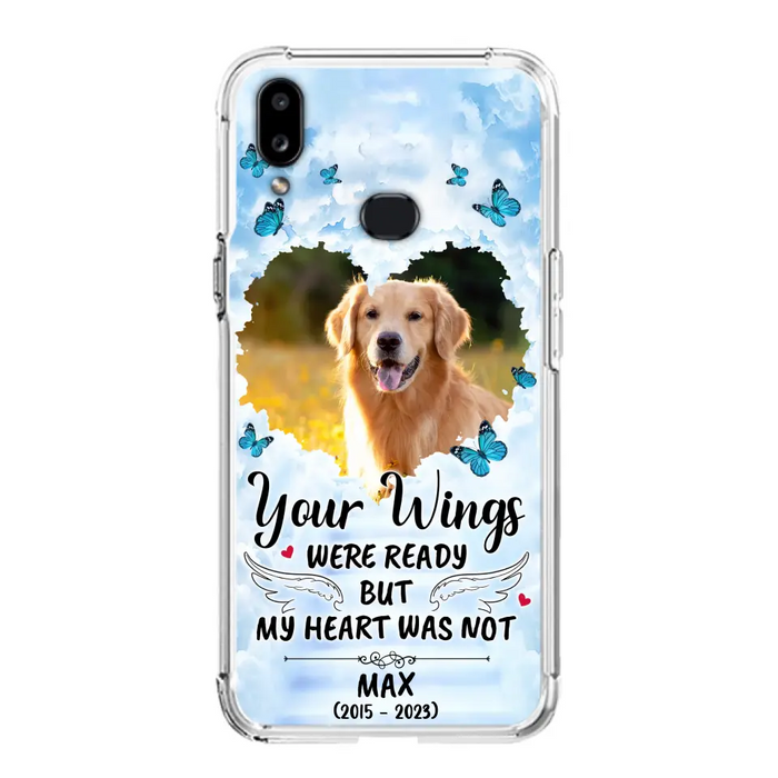 Custom Personalized Memorial iPhone/ Samsung Case - Upload Photo - Memorial Gift Idea For Family Member/ Pet Lover - Your Wings Were Ready But My Heart Was Not