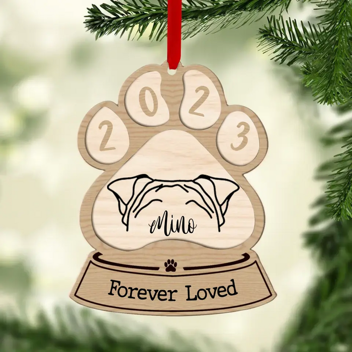 Custom Personalized Memorial Dog Wooden Ornament - Memorial Gift Idea For Dog Lover - Forever Loved