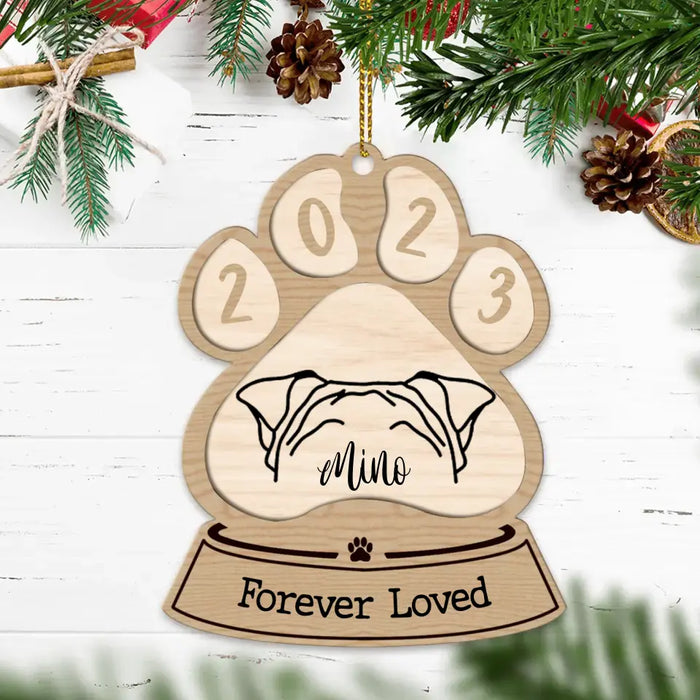 Custom Personalized Memorial Dog Wooden Ornament - Memorial Gift Idea For Dog Lover - Forever Loved