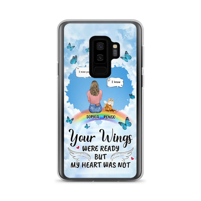 Personalized Memorial Pet Phone Case - Gift Idea For Dog/Cat/Rabbits Owners - Up to 3 Pets - Your Wings Were Ready But My Heart Was Not - Case For iPhone/Samsung