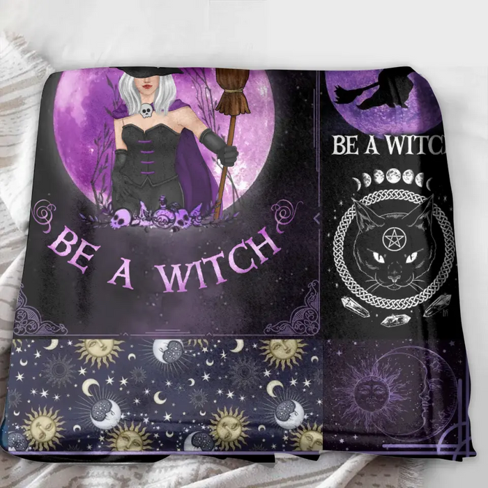 Custom Personalized Witch Quilt/Single Layer Fleece Blanket - Halloween Gift Idea For Witch Lovers - In A World Full Of Princesses Be A Witch