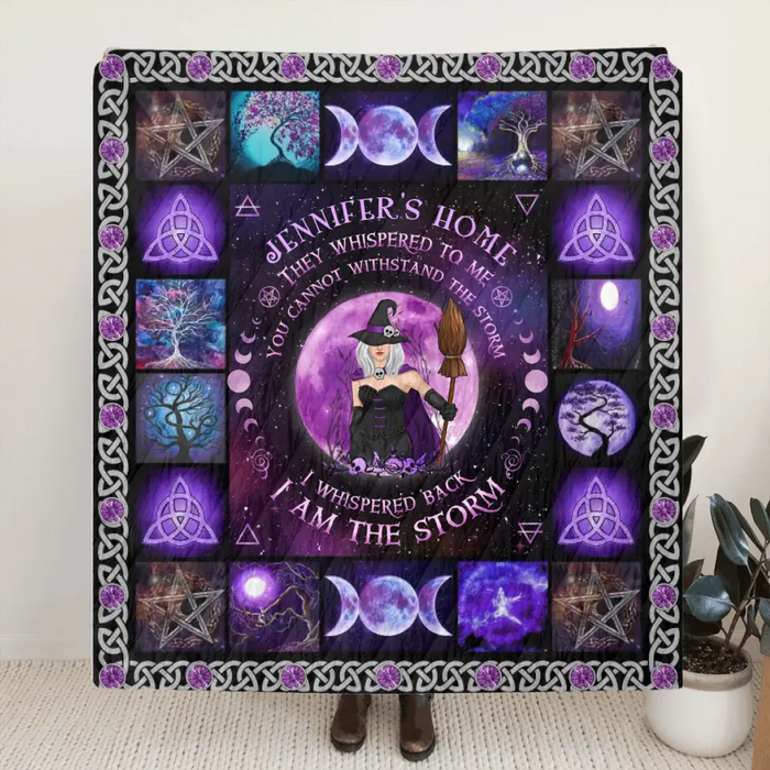 Personalized Witch Quilt/Single Layer Fleece Blanket - Halloween Gift Idea For Witch Lovers - I Am The Storm