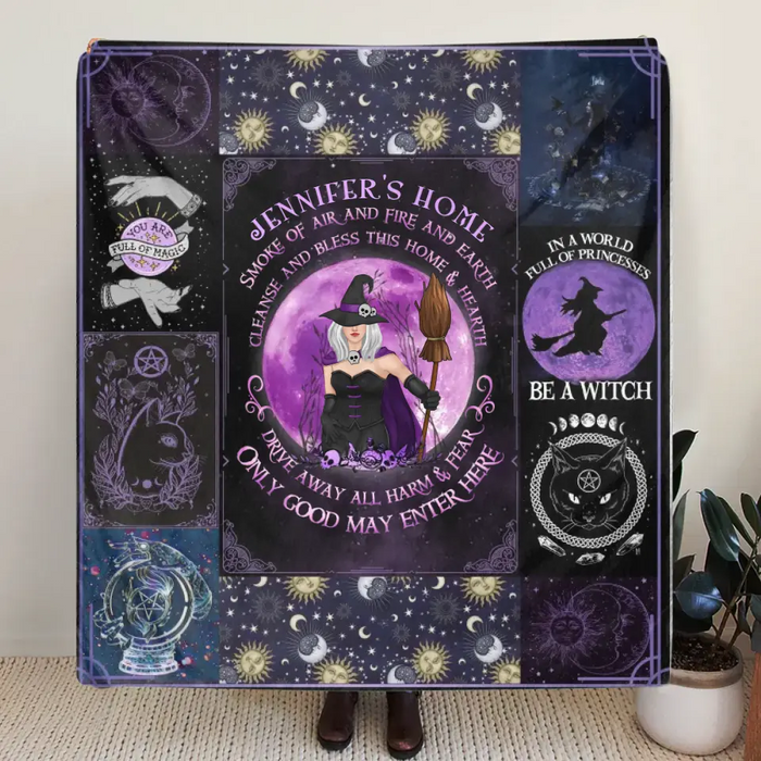 Personalized Witch Quilt/Single Layer Fleece Blanket - Halloween Gift Idea For Witch Lovers - Smoke Of Air And Fire And Earth