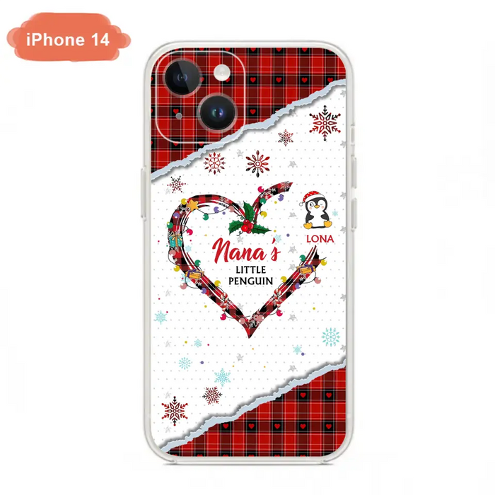 Personalized Christmas Nana Phone Case - Gift Idea For Grandma - Upto 10 Penguins -  Case For iPhone/Samsung