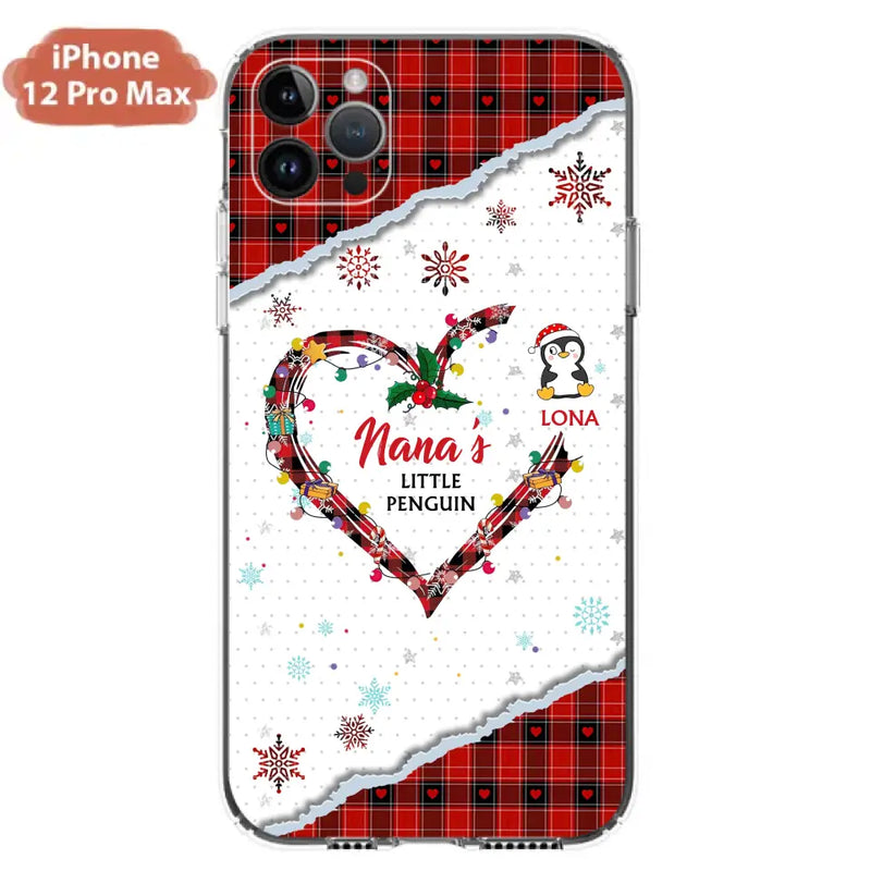 Personalized Christmas Nana Phone Case - Gift Idea For Grandma - Up to 10 Penguins -  Case For iPhone/Samsung