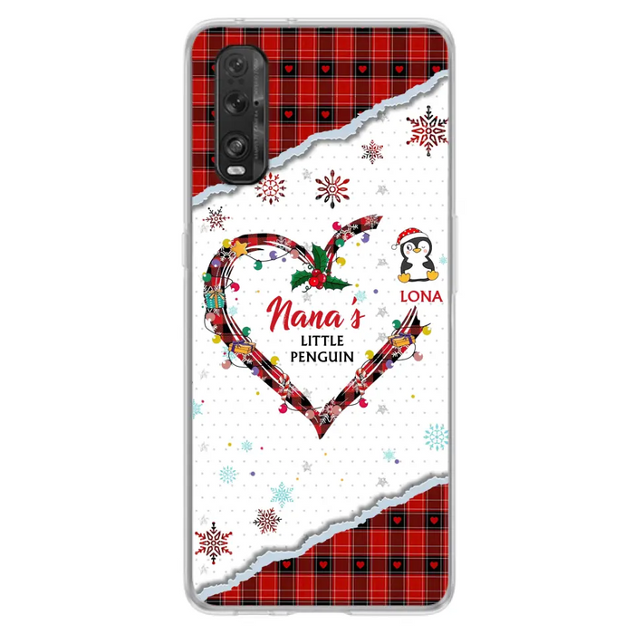 Personalized Christmas Nana Phone Case - Gift Idea For Grandma - Upto 10 Penguins - Case For Oppo/Xiaomi/Huawei