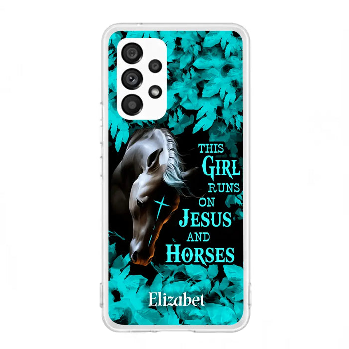 Custom Personalized Horse Girl Phone case - Case For iPhone And Samsung - This Girl Runs On Jesus And Horses