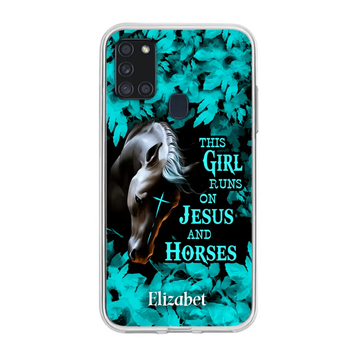 Custom Personalized Horse Girl Phone case - Case For iPhone And Samsung - This Girl Runs On Jesus And Horses