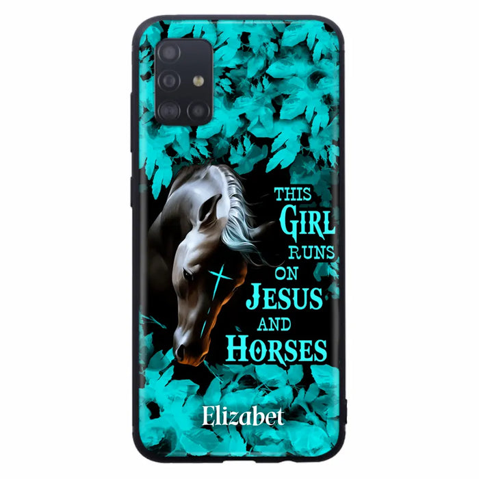 Custom Personalized Horse Girl Phone case - Case For iPhone And Samsung - This Girl Runs On Jesus And Horses